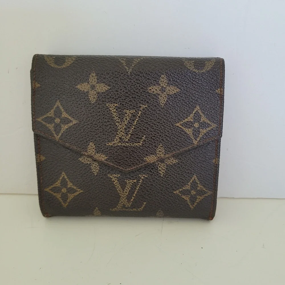 Louis Vuitton Monogram Canvas Elise Trifold Wallet Brown M61654 Vintage Men Wome